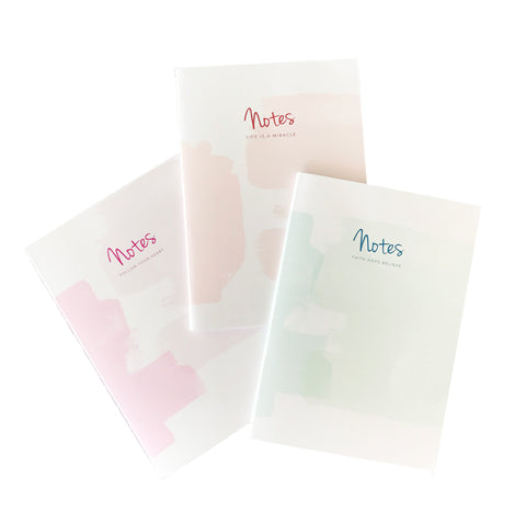 Set of 3: Watercolour Notes with PVC cover (Inspirational Quotes)