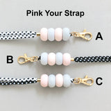 Pastel Pink Grey Beads Lanyard Wristlet Strap