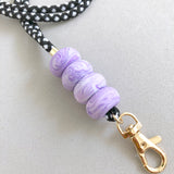 Purple Marble Minimalist Lanyard Key Chain / Wristlet Strap