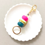 Keychain Retro Pink and Green Marble
