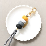 Mustard Black Grey Marble Lanyard Key Chain / Wristlet Strap