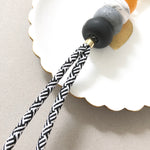 Mustard Black Grey Marble Wristlet Strap with Black Kitty Cardholder