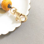 Mustard Black Grey Marble Lanyard Key Chain / Wristlet Strap