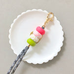Pink Marble Leaf Colourful Lanyard Key Chain / Wristlet Strap