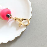 Pink Marble Leaf Colourful Lanyard Key Chain / Wristlet Strap
