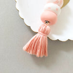 Muted Pink Bag Charm with Pink Tassel