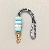 Baby Blue Lanyard Key Chain / Wristlet Strap (Stripes Strap)