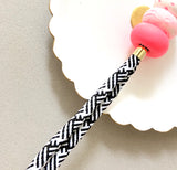 Pink Power Lanyard Key Chain / Wristlet Strap (Stripes Strap)