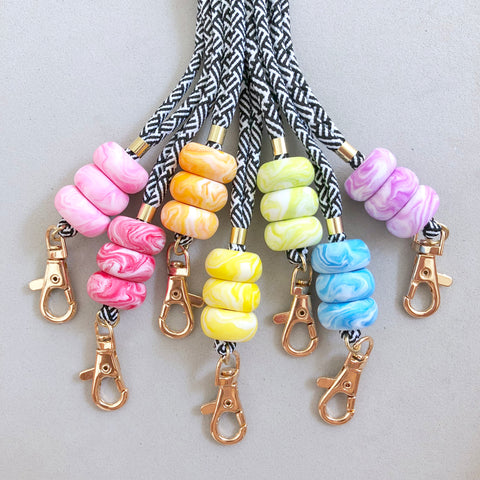 Rainbow Marble Lanyard Lanyard Key Chain / Wristlet Strap
