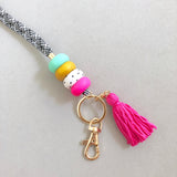 Glam Pink Gatsby Lanyard with Hot Pink Tassel