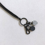 Matte Black Lanyard Key Chain With Mod Charm / Wristlet Strap