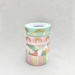 Pack of 4 - Gold Foil Colourful Rainbow Washi Tape Bundle