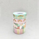 Pack of 4 - Gold Foil Colourful Rainbow Washi Tape Bundle