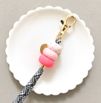 Pink Power Lanyard Key Chain / Wristlet Strap (Stripes Strap)