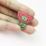 Kitty Watermelon Gold Enamel Pin
