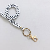 Polka Dot Strap Lanyard Key Chain With Tassel (Gold) / Wristlet Strap