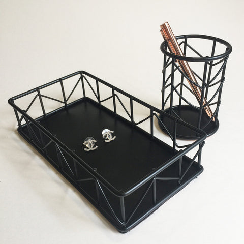 Wire Holder and Tray set (Satin Black)